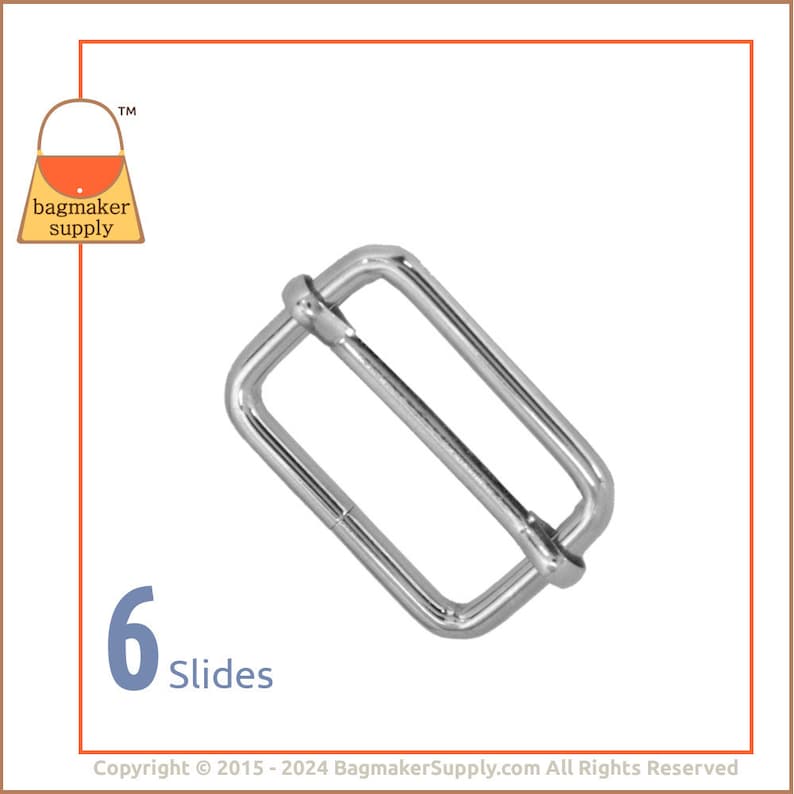 1-1/4 Inch Moving Bar Purse Strap Slide, Nickel Finish, 6 Pieces, 1.25 Inch 32 mm TriGlide, Handbag Purse Bag Hardware Supplies, SLD-AA009 image 1