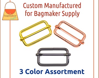 1-1/2 Inch Moving Bar Purse Strap Slide, 4 mm, 3 Color Assortment Sampler Pack, 1-1/2", 1.5 Inch, Handbag Purse Hardware, SMP-AA019