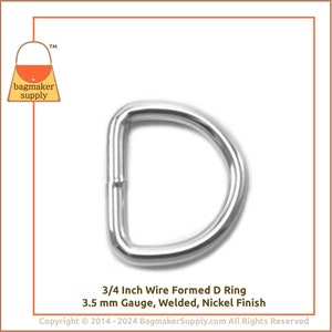 3/4 Inch D Ring, Nickel Finish, 18 Pieces, 19 mm Welded D-Ring, 3.5 mm Gauge, Purse Making Handbag Hardware Supplies, .75 Inch, RNG-AA019 image 8