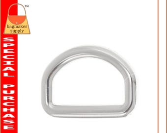 1 Inch Cast D Ring, 5 Mm Gauge, Shiny Nickel Finish, 6 Piece