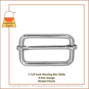 1-1/4 Inch Moving Bar Purse Strap Slide, Nickel Finish, 6 Pieces, 1.25 Inch 32 mm TriGlide, Handbag Purse Bag Hardware Supplies, SLD-AA009 image 8