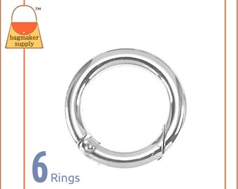 1 Inch Cast Spring Gate Ring, Nickel Finish, 6 Pieces, 25 mm O Ring, Handbag Bag Making Hardware Supplies, 1", RNG-AA374