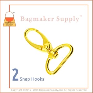 1 Inch Oval Gate Snap Hook, Shiny Gold Finish, 2 Pack, 25 mm Swivel Purse Clip, Handbag Bag Making Hardware Craft Supplies, SNP-AA054 image 1