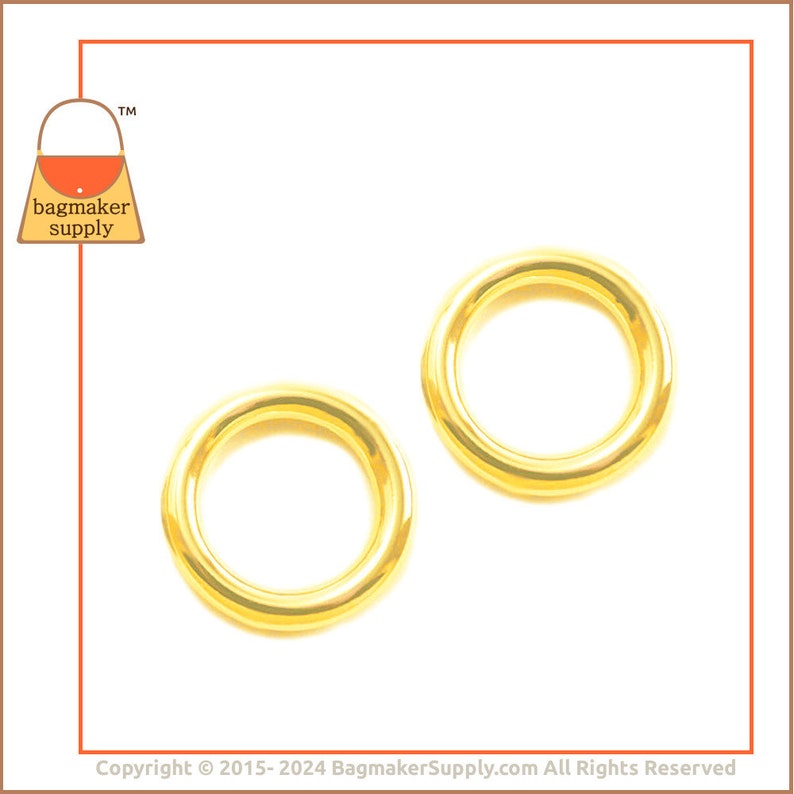 1 Inch Cast O Ring, Gold Finish, Italian Made, 6 Pieces, Beautiful Quality 25 mm O Ring, Handbag Purse Making Hardware Supplies, RNG-AA073 image 5