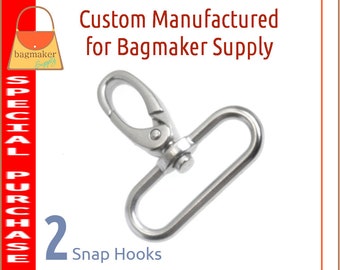 1-1/2 Inch Oval Spring Gate Swivel Snap Hook, Matte Nickel Finish, 2 Pack, 38 mm Purse Clip, Handbag Hardware Craft Supplies, SNP-AA256