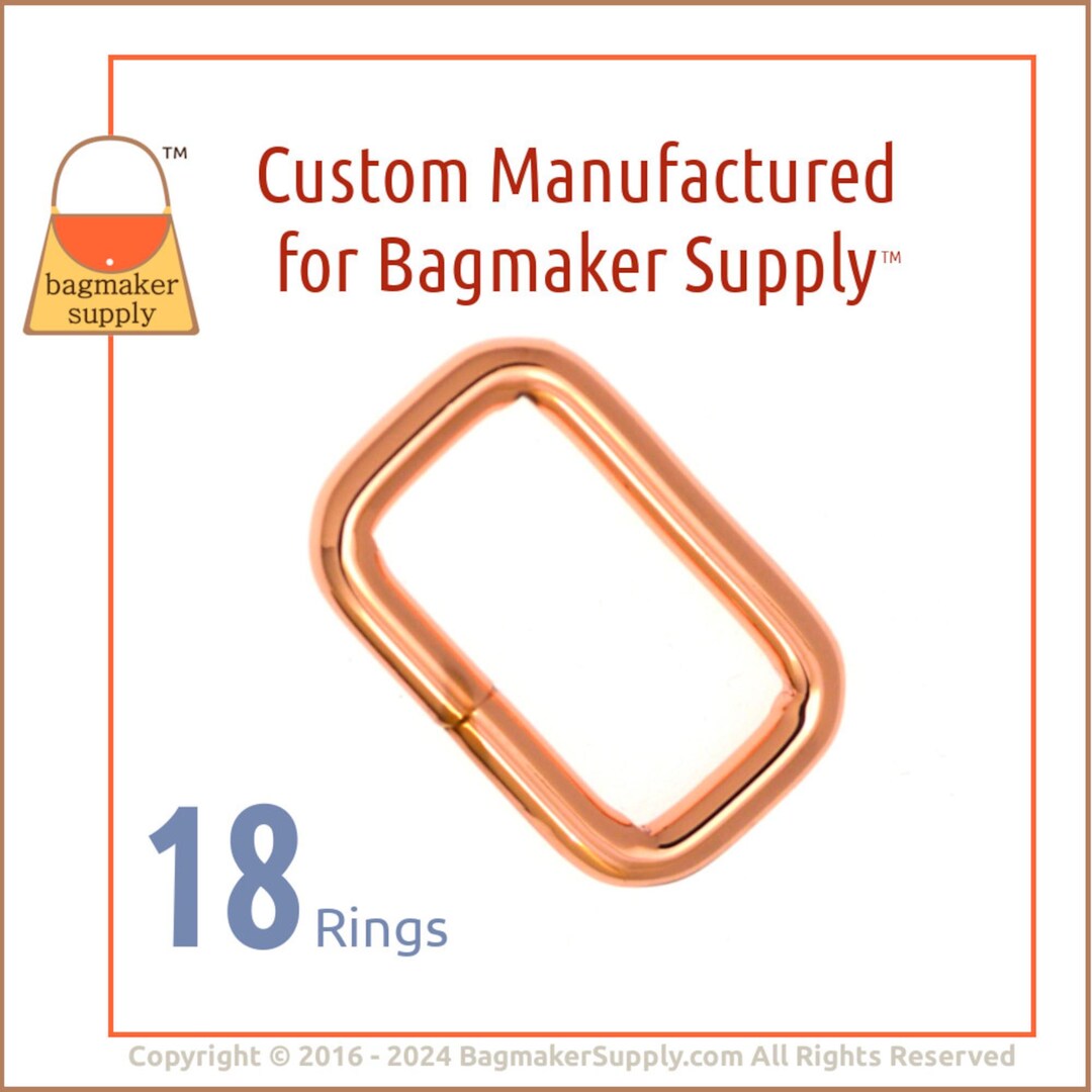 1 Inch Rectangle Ring, Deluxe Rose Gold / Copper Finish, 18 Pack