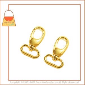 3/4 Inch Swivel Snap Hook, Gold Finish, Lobster Claw, 6 Pieces, 19 mm .75 Inch Purse Clip, Handbag Bag Making Hardware Supplies, SNP-AA020 image 5