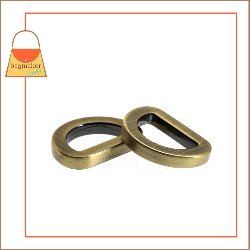 12 Inch Flat Cast D Ring 13 mm D-Ring Purse Bag Making Handbag Hardware RNG-AA072 6 Pieces Light Antique Brass Antique Gold Finish