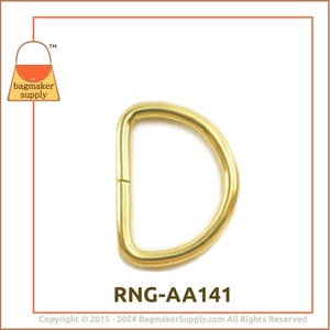 1 Inch D Ring, Brass Finish, 18 Pieces, 3.5 mm Gauge, 25 mm Dee Ring. Handbag Purse Bag Making Hardware Supplies, 1, RNG-AA141 image 7