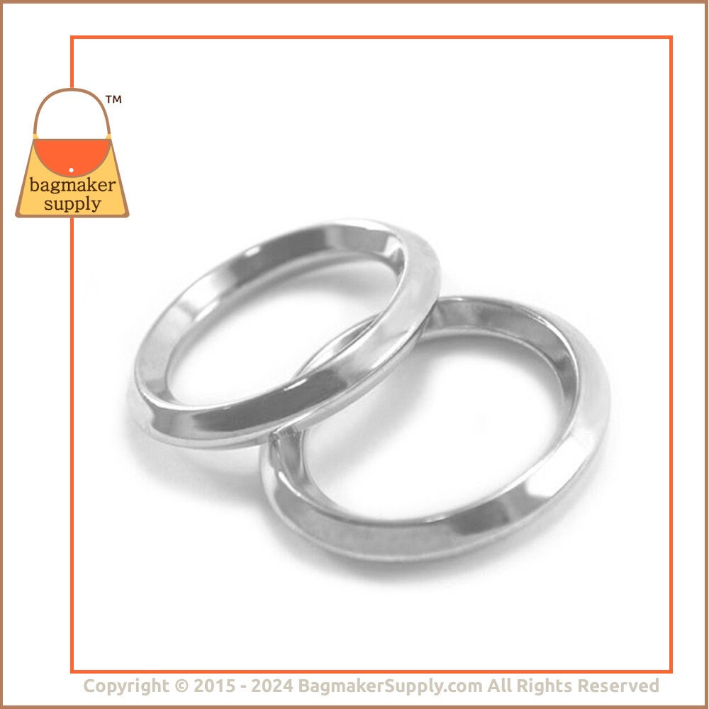 1.25 Inch Beveled Edge O Ring, Shiny Nickel Finish, 6 Pieces