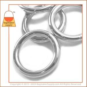 1-1/4 Inch O Ring, Welded, Shiny Nickel Finish, 4 Pieces, 32 Mm ...