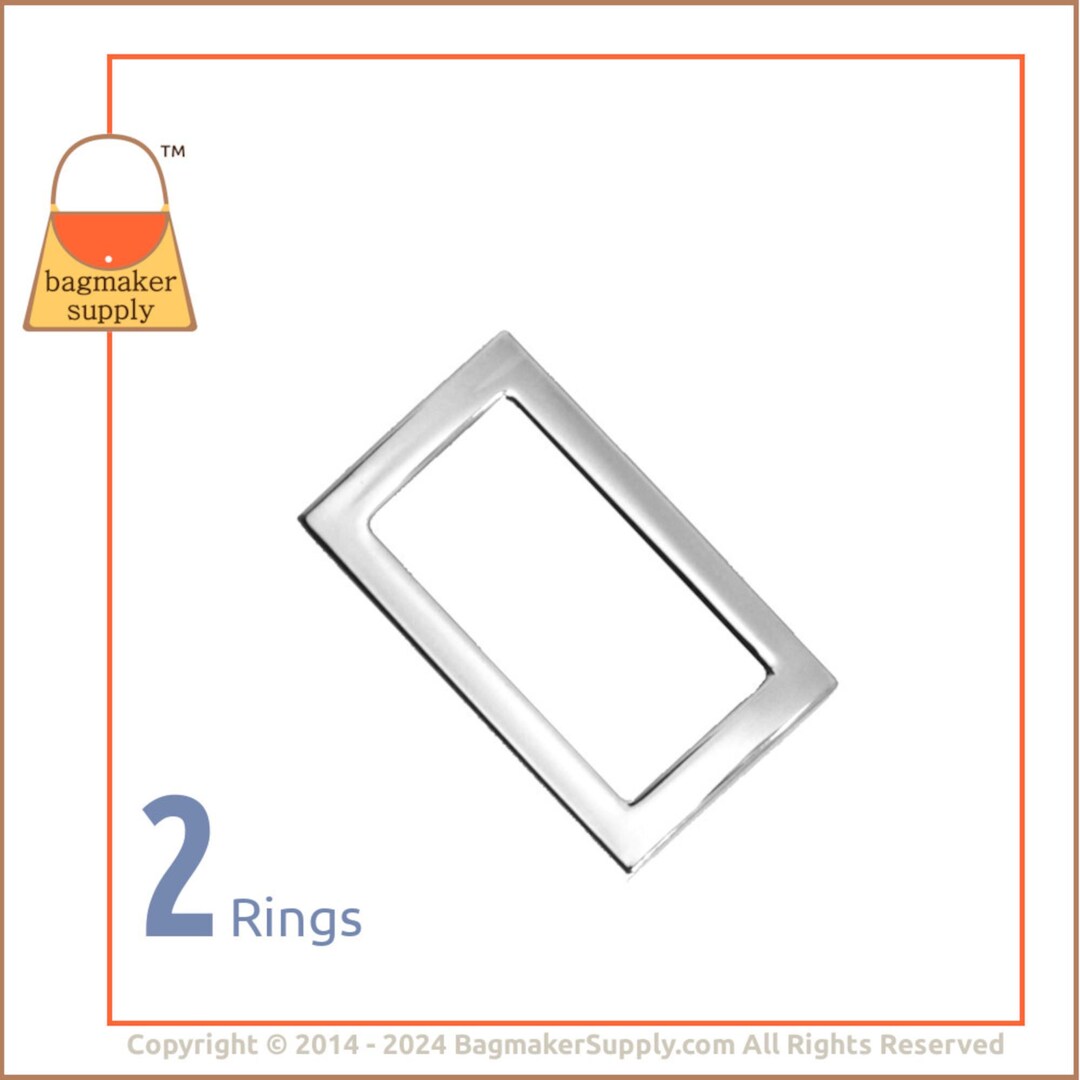 Three Ring Rectangular 3/4 Inch Rectangle Ring, Nickel Finish, 2 Pieces, 19 Mm Flat Cast ...