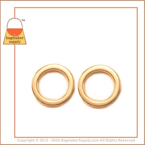 3/4 Inch O Ring, Super-Shiny Gold Finish, 2 Pieces, .75 Inch 19 mm Flat Cast O-Ring, Purse Bag Making Handbag Hardware Supplies, RNG-AA057 image 5