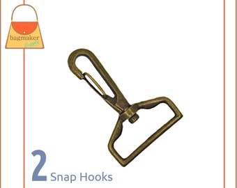 1.25 Inch Spring Loop Gate Swivel Snap Hook, Antique Brass Finish, 2 Pieces, 32 mm Purse Clip, Handbag Bag Making Hardware, SNP-AA127