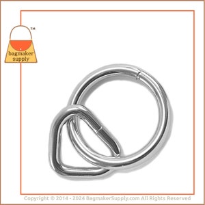 1 Inch Loop and 1-1/2 Inch Ring, Nickel Finish over Brass, 2 Pack, 38 mm 25 mm, Handbag Purse Bag Making Supplies Hardware, RNG-AA004 image 4