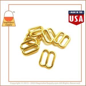 5/8 Inch Cast Slide for Purse Straps, Shiny Brass Finish, 2 Pieces, 16 mm Cast Slider, Handbag Bag Making Hardware Supplies, 5/8, SLD-AA039 image 6