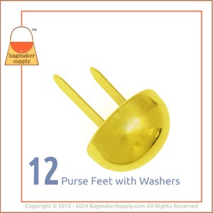 Pies para carteras extra grandes, 20 mm (3/4 de pulgada), acabado en latón, 12 pies, suministros de hardware para fabricación de carteras y bolsos, 0,75 pulgadas, 3/4", PFT-AA009
