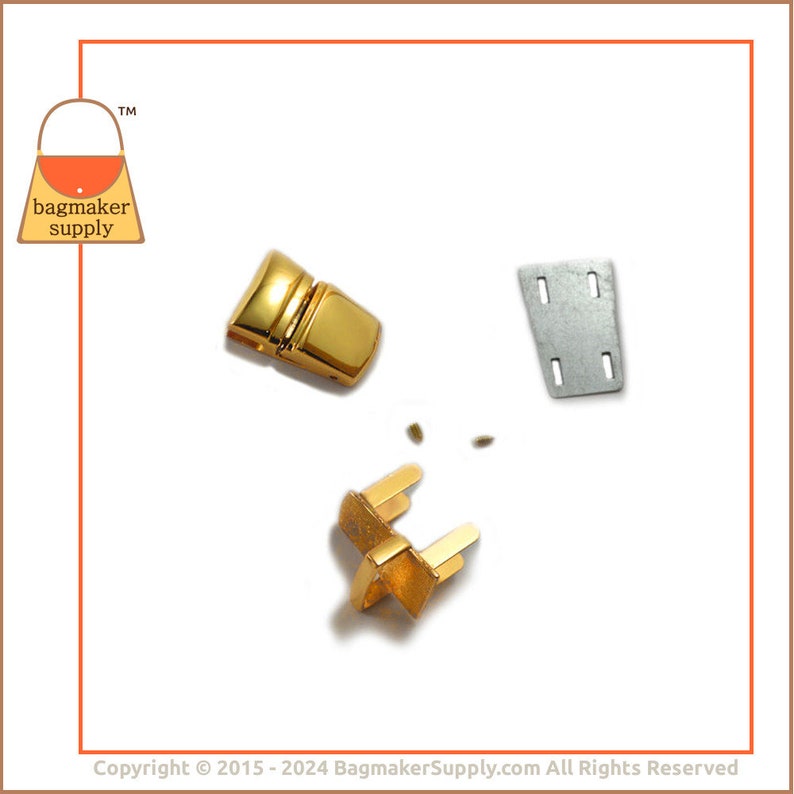 Purse Flap Catch Lock, Tuck Catch Clasp, Shiny Gold Finish, 1-15/16 Inch x 1 Inch, Purse Handbag Bag Making Hardware Supplies, CSP-AA020 image 3