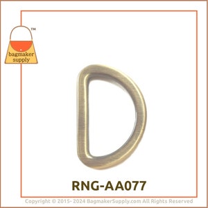 1 Inch Flat Cast D Ring, Antique Gold / Light Antique Brass Finish, 6 Pieces, 25 mm Dee Ring. Handbag Purse Bag Hardware Supplies, RNG-AA077 image 6