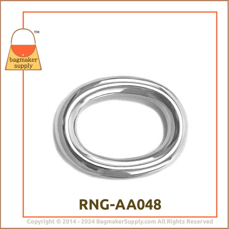 1 Inch O Ring, Nickel Finish, 2 Pieces, One Inch 25 mm Cast Oval Ring, O-Ring, Bag Making Purse Handbag Hardware Supplies, 1, RNG-AA048 image 7