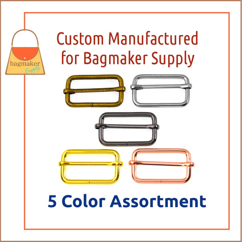 4 mm SLD-AA138 1-12 Inch Handbag Purse Bag Making Hardware Rose Gold Copper Finish 6 Pieces 1.5 Inch Moving Bar Purse Strap Slide