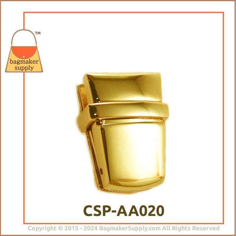 Purse Flap Catch Lock, Tuck Catch Clasp, Shiny Gold Finish, 1-15/16 Inch x 1 Inch, Purse Handbag Bag Making Hardware Supplies, CSP-AA020 image 8
