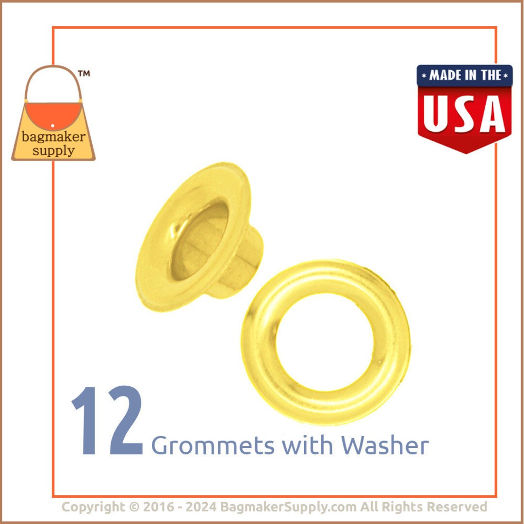 Size 4 Grommet, Solid Brass, 1/2 Inch 13 Mm Opening, 12 Grommets, Large
