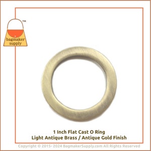 1 Inch Flat Cast O Ring, Light Antique Brass / Antique Gold Finish, 18 Pack, 25 mm, Handbag Purse Bag Making Hardware Supplies, RNG-AA066 image 8