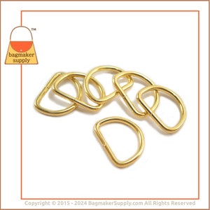 1 Inch D Ring, Brass Finish, 18 Pieces, 3.5 mm Gauge, 25 mm Dee Ring. Handbag Purse Bag Making Hardware Supplies, 1, RNG-AA141 image 2