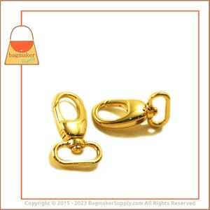 3/4 Inch Swivel Snap Hook, Gold Finish, Lobster Claw, 6 Pieces, 19 mm .75 Inch Purse Clip, Handbag Bag Making Hardware Supplies, SNP-AA020 image 2