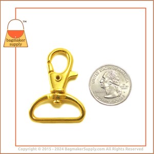 1 Inch Swivel Snap Hook, Gold Finish, Lobster Claw, 18 Pieces, 25 mm Purse Clip, Handbag Purse Bag Making Hardware Supplies, 1, SNP-AA027 image 3