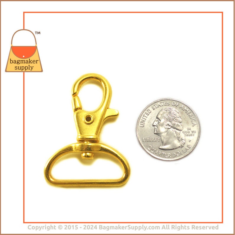 1 Inch Swivel Snap Hook, Gold Finish, Lobster Claw, 18 Pieces, 25 mm Purse Clip, Handbag Purse Bag Making Hardware Supplies, 1, SNP-AA027 image 3