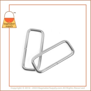 1-1/2 Inch Rectangle Ring, Nickel Finish, 6 Pieces, 38 mm Wire Loop, 1.5 Inch Rectangular Ring, Purse Making Handbag Hardware, RNG-AA012 image 6
