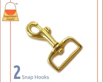 1 Inch Snap Hook, Shiny Brass Finish, 2 Piece Package, 25 mm Bolt Style Swivel Purse Clip, Handbag Bag Making Hardware Supplies, SNP-AA088