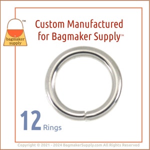 1/2 Inch O Ring, Nickel Finish, 12 Pieces, 2.75 mm Gauge, .5 Inch 13 mm O-Ring, Purse Handbag Bag Making Hardware Supplies, RNG-AA420 image 1