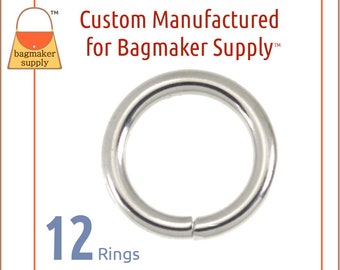 1/2 Inch O Ring, Nickel Finish, 12 Pieces, 2.75 mm Gauge,  .5 Inch 13 mm O-Ring, Purse Handbag Bag Making Hardware Supplies, RNG-AA420