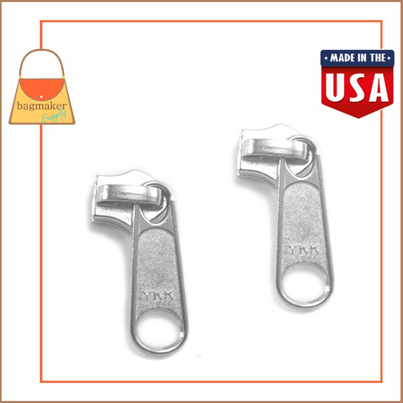 YKK Long Tab Zipper Pull / Slide Nickel / Silver Finish for Etsy