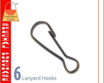 1.25 Inch Cord Hook, Antique Brass Finish, 6 Pack, Plain 32 mm Lanyard Snap, Handbag Purse Jewelry Sewing Notions, 1-1/4 Inch, SNP-AA087