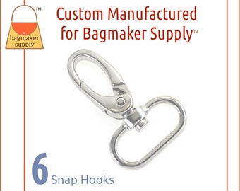 1 Inch Oval Spring Gate Swivel Snap Hook, Shiny Nickel Finish, 6 Pack, 25 mm Push Gate Purse Clip, Handbag Craft Supplies, SNP-AA249