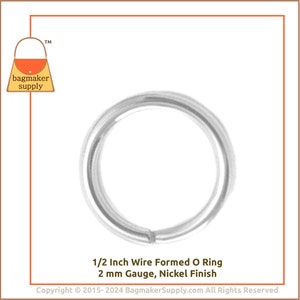 1/2 Inch O Ring, Shiny Nickel Finish, 12 Pack, .5 Inch 2 mm Gauge 13 mm Small Ring, Purse Handbag Making Hardware Supplies, RNG-AA076 image 7