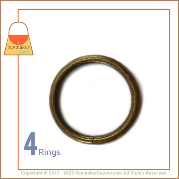 O-Rings Bag Hardware - 1 - 4/Pack - Antique Brass
