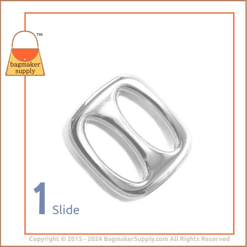 1 Inch Cast Slide, Nickel Finish, 25 mm Rounded TriGlide Slider 6 mm Gauge, Handbag Purse Bag Making Strap Hardware Supplies, SLD-AA029 image 7