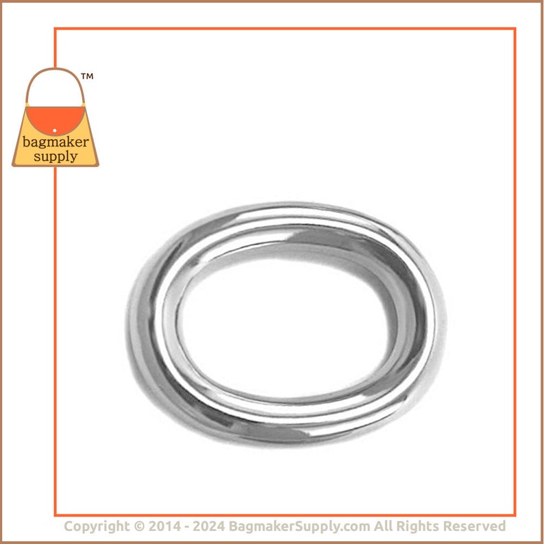 1 Inch O Ring, Nickel Finish, 2 Pieces, One Inch 25 mm Cast Oval Ring, O-Ring, Bag Making Purse Handbag Hardware Supplies, 1, RNG-AA048 image 4