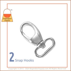 Mosquetón giratorio de 3/4 de pulgada, acabado en níquel, 2 piezas, clip para bolso con forma de pinza de langosta de 0,75 pulgadas y 19 mm, suministros de hardware para bolsos, SNP-AA019