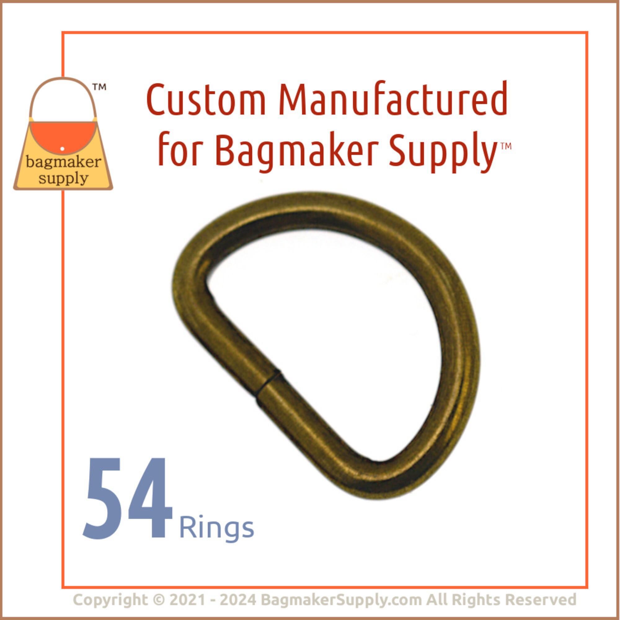 1 Inch D Ring, Antique Brass Finish, 54 Pieces, 3.75 mm Gauge Wire Formed 25 mm, Bronze Finish, Handbag Hardware Purse Supplies, RNG-AA415