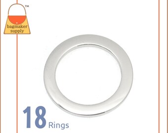 Joint torique plat en fonte de 1 pouce, finition nickel brillant, 18 pièces, joint torique de 25 mm, matériel créatif pour sac à main, 1", RNG-AA030