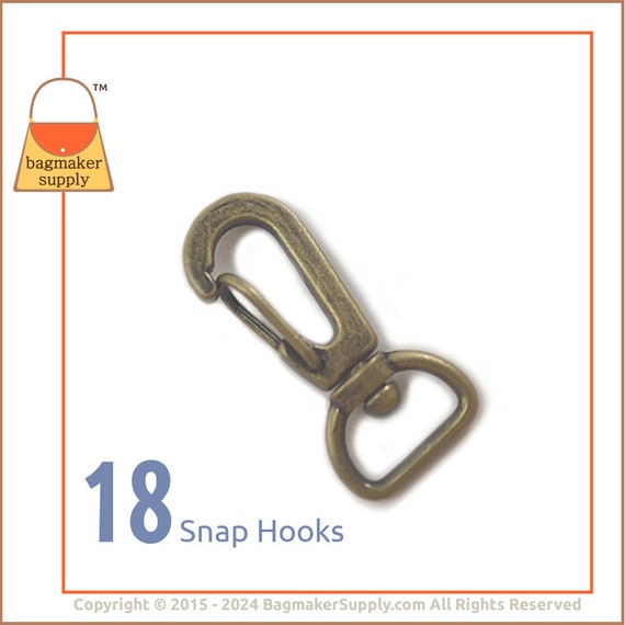 1/2 Inch Swivel Snap Hook, Antique Brass / Bronze Finish, 18 Pieces, 13 Mm  Purse Clip, Handbag Bag Making Hardware Supplies, SNP-AA077 