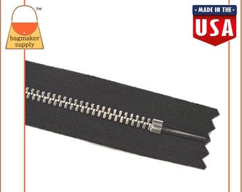 10インチ ブラック YKK リングチェーン ジッパー ニッケル仕上げ 金属