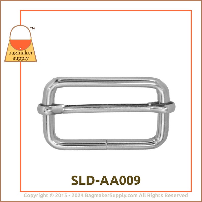 1-1/4 Inch Moving Bar Purse Strap Slide, Nickel Finish, 6 Pieces, 1.25 Inch 32 mm TriGlide, Handbag Purse Bag Hardware Supplies, SLD-AA009 image 7