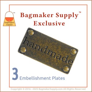 Placa decorativa para bolso hecha a mano, acabado en bronce o latón antiguo, paquete de 3, suministros de hardware para hacer bolsos, adornos para bolsos, EMB-AA002